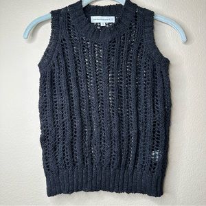 Central Park West Sweater Vest Knit Black Sustainable Ramie Fabric Kids Size 10